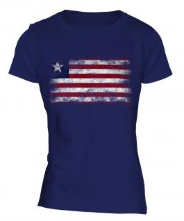 Liberia Distressed Flag Ladies T-Shirt