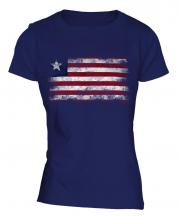 Liberia Distressed Flag Ladies T-Shirt