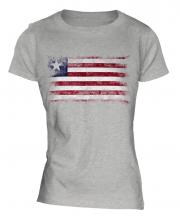 Liberia Distressed Flag Ladies T-Shirt