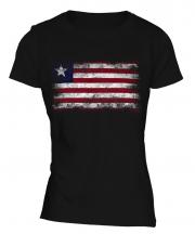 Liberia Distressed Flag Ladies T-Shirt