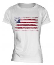 Liberia Distressed Flag Ladies T-Shirt