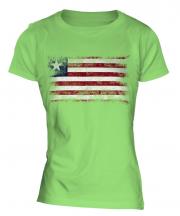 Liberia Distressed Flag Ladies T-Shirt