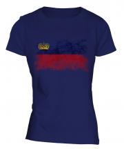 Liechtenstein Distressed Flag Ladies T-Shirt
