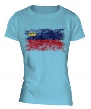 Liechtenstein Distressed Flag Ladies T-Shirt