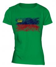 Liechtenstein Distressed Flag Ladies T-Shirt