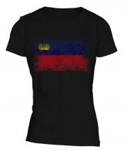 Liechtenstein Distressed Flag Ladies T-Shirt