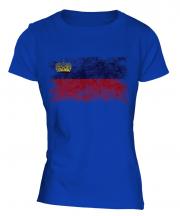 Liechtenstein Distressed Flag Ladies T-Shirt