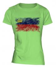 Liechtenstein Distressed Flag Ladies T-Shirt