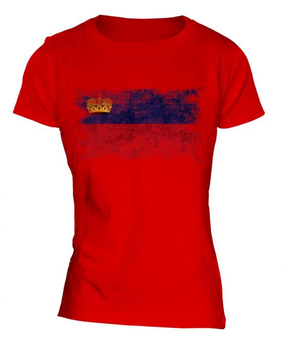 Liechtenstein Distressed Flag Ladies T-Shirt