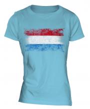 Luxembourg Distressed Flag Ladies T-Shirt