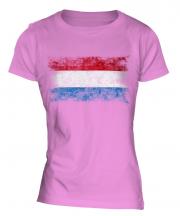 Luxembourg Distressed Flag Ladies T-Shirt