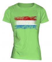 Luxembourg Distressed Flag Ladies T-Shirt
