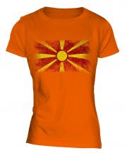 Macedonia Distressed Flag Ladies T-Shirt