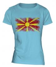 Macedonia Distressed Flag Ladies T-Shirt