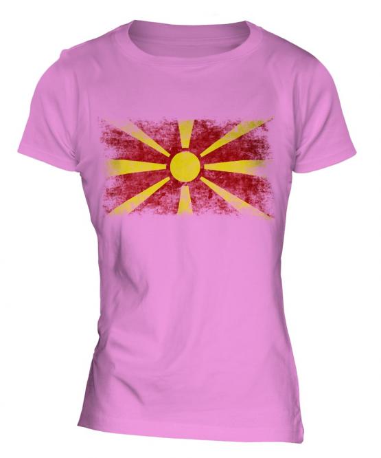Macedonia Distressed Flag Ladies T-Shirt