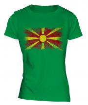 Macedonia Distressed Flag Ladies T-Shirt