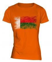 Madagascar Distressed Flag Ladies T-Shirt