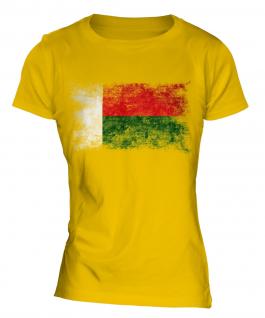 Madagascar Distressed Flag Ladies T-Shirt