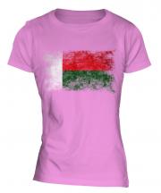 Madagascar Distressed Flag Ladies T-Shirt