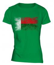 Madagascar Distressed Flag Ladies T-Shirt