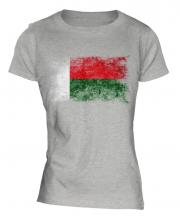 Madagascar Distressed Flag Ladies T-Shirt