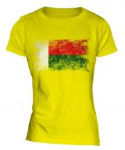 Madagascar Distressed Flag Ladies T-Shirt