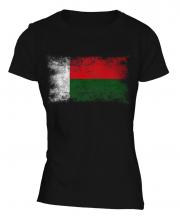 Madagascar Distressed Flag Ladies T-Shirt
