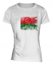 Madagascar Distressed Flag Ladies T-Shirt
