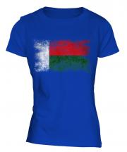 Madagascar Distressed Flag Ladies T-Shirt