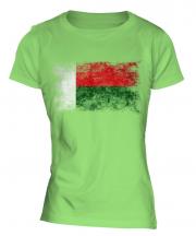 Madagascar Distressed Flag Ladies T-Shirt