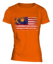 Malaysia Distressed Flag Ladies T-Shirt