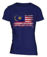 Malaysia Distressed Flag Ladies T-Shirt