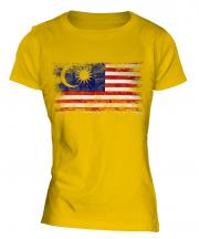 Malaysia Distressed Flag Ladies T-Shirt