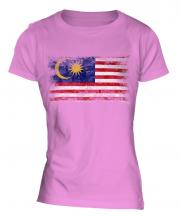 Malaysia Distressed Flag Ladies T-Shirt