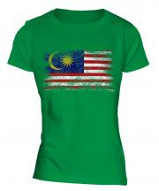 Malaysia Distressed Flag Ladies T-Shirt
