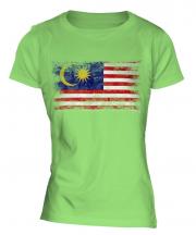 Malaysia Distressed Flag Ladies T-Shirt