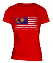 Malaysia Distressed Flag Ladies T-Shirt