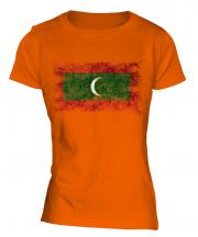Maldives Distressed Flag Ladies T-Shirt