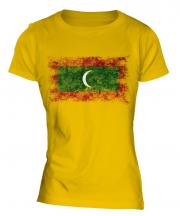 Maldives Distressed Flag Ladies T-Shirt