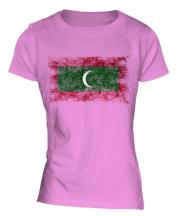 Maldives Distressed Flag Ladies T-Shirt