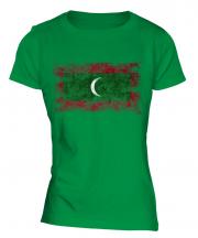 Maldives Distressed Flag Ladies T-Shirt