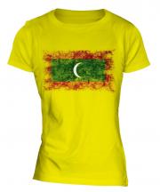 Maldives Distressed Flag Ladies T-Shirt