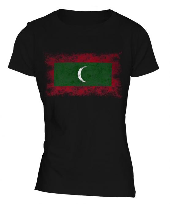 Maldives Distressed Flag Ladies T-Shirt