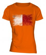 Malta Distressed Flag Ladies T-Shirt