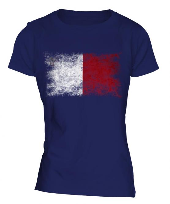 Malta Distressed Flag Ladies T-Shirt