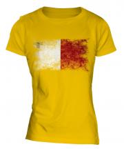 Malta Distressed Flag Ladies T-Shirt