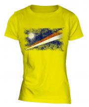 Marshall Islands Distressed Flag Ladies T-Shirt