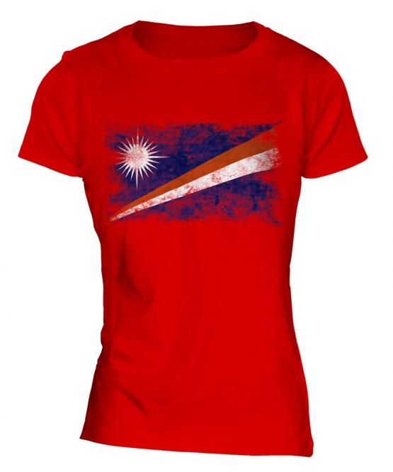 Marshall Islands Distressed Flag Ladies T-Shirt