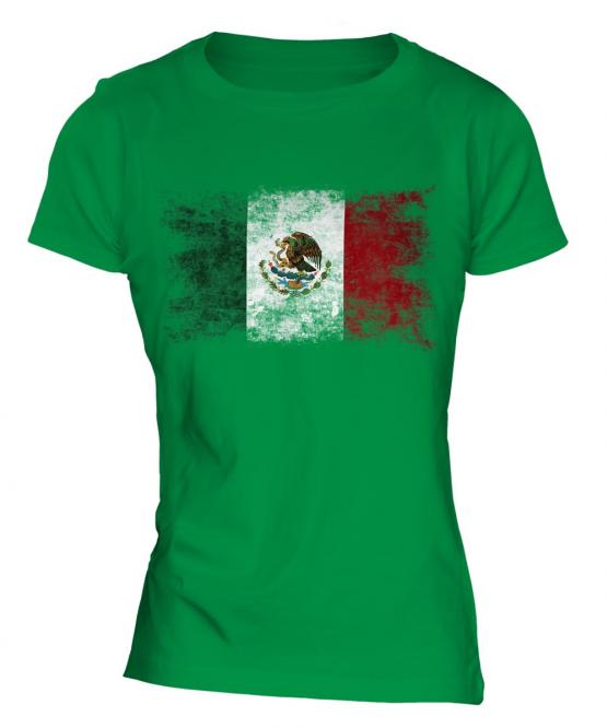 Mexico Distressed Flag Ladies T-Shirt