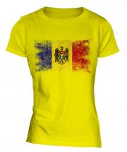 Moldova Distressed Flag Ladies T-Shirt